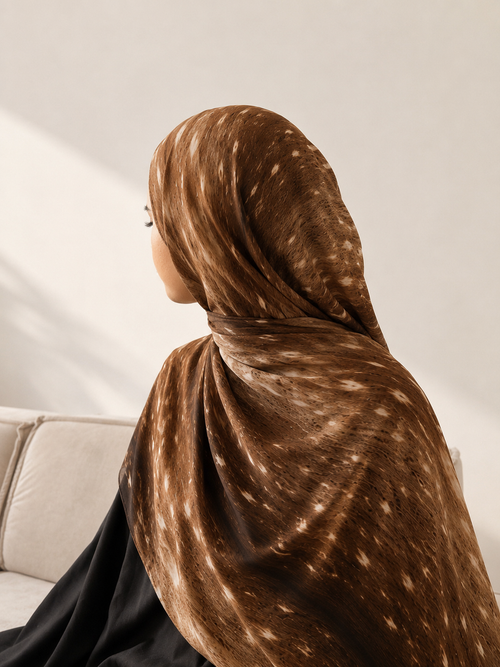 Deer Printed Chiffon Hijab